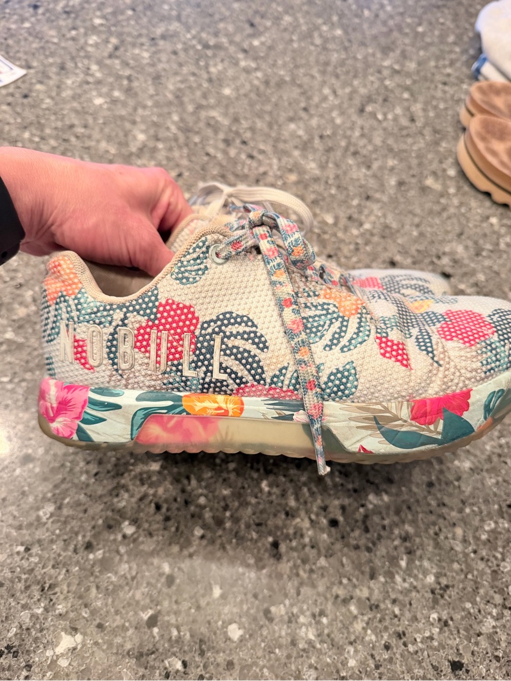NOBULL Floral Print Cream Athletic Shoe - Picture 1 of 4